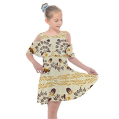 Decorative flowers Kids  Shoulder Cutout Chiffon Dress