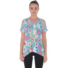 Floral Pattern Cut Out Side Drop Tee by ExtraGoodSauce