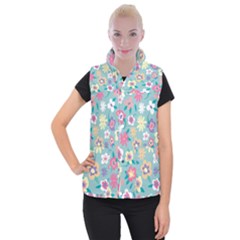 Floral Pattern Women s Button Up Vest by ExtraGoodSauce