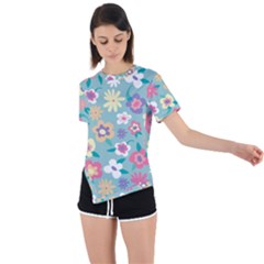 Floral Pattern Asymmetrical Short Sleeve Sports Tee by ExtraGoodSauce