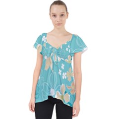 Floral Pattern Lace Front Dolly Top