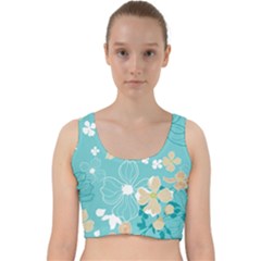 Floral Pattern Velvet Racer Back Crop Top