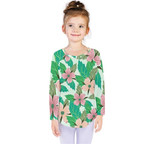 Floral Pattern Kids  Long Sleeve Tee by ExtraGoodSauce