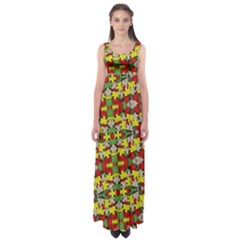 Leaves Pattern Empire Waist Maxi Dress by ExtraGoodSauce