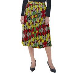 Leaves Pattern Classic Velour Midi Skirt  by ExtraGoodSauce