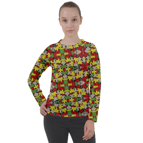 Leaves Pattern Women s Long Sleeve Raglan Tee by ExtraGoodSauce