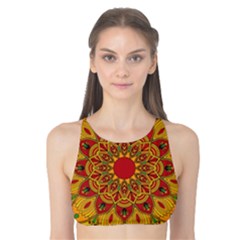 Mandela Flower Orange And Red Tank Bikini Top by ExtraGoodSauce