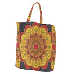 Mandela Flower Orange And Red Giant Grocery Tote by ExtraGoodSauce