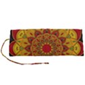 Mandela Flower Orange And Red Roll Up Canvas Pencil Holder (S) View1