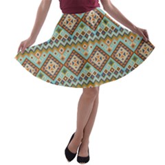 Native American Pattern A-line Skater Skirt by ExtraGoodSauce