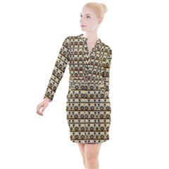 Native American Pattern Button Long Sleeve Dress by ExtraGoodSauce