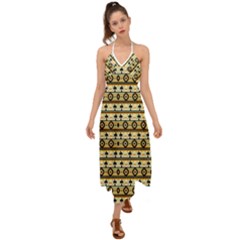 Native American Pattern Halter Tie Back Dress  by ExtraGoodSauce