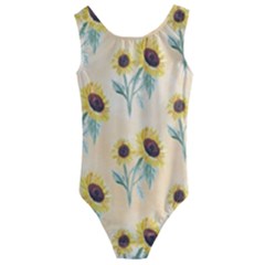 Sunflowers Pattern Kids  Cut-out Back One Piece Swimsuit by ExtraGoodSauce