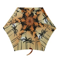 Sunset Palm Trees Beach Summer Mini Folding Umbrellas