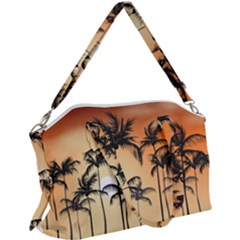 Sunset Palm Trees Beach Summer Canvas Crossbody Bag