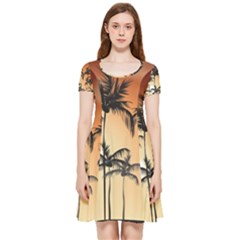 Sunset Palm Trees Beach Summer Inside Out Cap Sleeve Dress