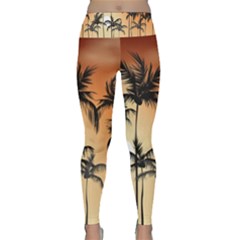 Sunset Palm Trees Beach Summer Lightweight Velour Classic Yoga Leggings