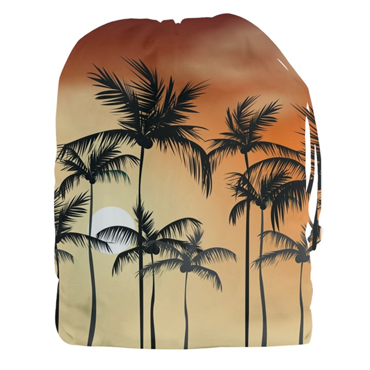 Sunset Palm Trees Beach Summer Drawstring Pouch (3XL)