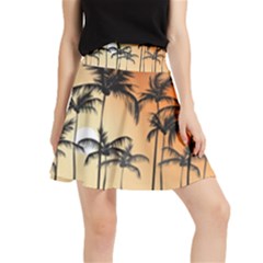 Sunset Palm Trees Beach Summer Waistband Skirt