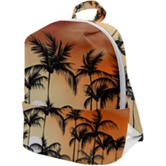 Sunset Palm Trees Beach Summer Zip Up Backpack