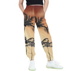 Sunset Palm Trees Beach Summer Kids  Elastic Waist Pants