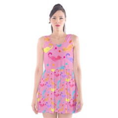 Watercolor Cats Pattern Scoop Neck Skater Dress by ExtraGoodSauce