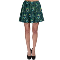 Watercolor Peacock Feather Pattern Skater Skirt by ExtraGoodSauce