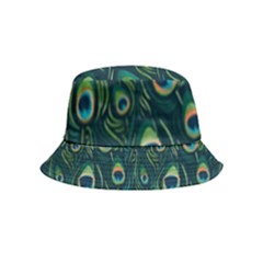 Watercolor Peacock Feather Pattern Inside Out Bucket Hat (kids)