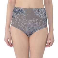 Linear Textured Botanical Motif Design Classic High-waist Bikini Bottoms by dflcprintsclothing