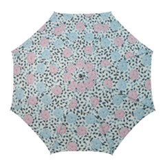 Cute Light Pink And Blue Modern Rose Pattern Golf Umbrellas by Grafftimi