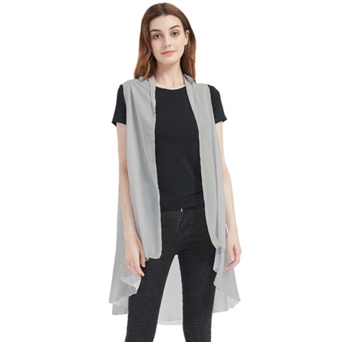 Abalone Grey Sleeveless Chiffon Waistcoat Shirt by FashionBoulevard