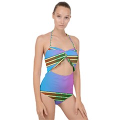 Vaporwave Hack The Planet 4 Scallop Top Cut Out Swimsuit by WetdryvacsLair