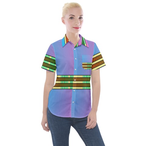 Vaporwave Hack The Planet 4 Women s Short Sleeve Pocket Shirt by WetdryvacsLair