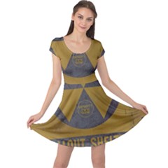 Fallout Shelter In Basement Radiation Sign Cap Sleeve Dress by WetdryvacsLair