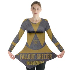 Fallout Shelter In Basement Radiation Sign Long Sleeve Tunic  by WetdryvacsLair