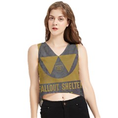 Fallout Shelter In Basement Radiation Sign V-neck Cropped Tank Top by WetdryvacsLair