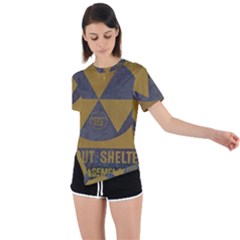 Fallout Shelter In Basement Radiation Sign Asymmetrical Short Sleeve Sports Tee by WetdryvacsLair