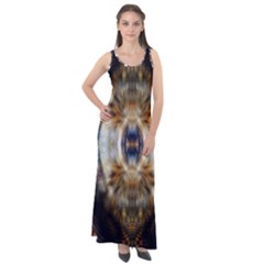 Retro Hippie Vibe Trippy Psychedelic Sleeveless Velour Maxi Dress by CrypticFragmentsDesign