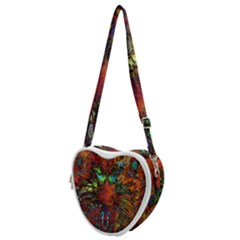 Boho Hippie Trippy Floral Pattern Heart Shoulder Bag by CrypticFragmentsDesign