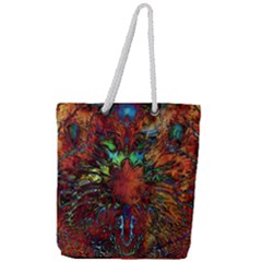 Boho Hippie Trippy Floral Pattern Full Print Rope Handle Tote (large) by CrypticFragmentsDesign