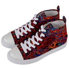 Phoenix In The Rain Abstract Pattern Women s Mid-top Canvas Sneakers by CrypticFragmentsDesign