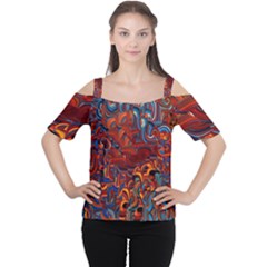 Phoenix in the Rain Abstract Pattern Cutout Shoulder Tee