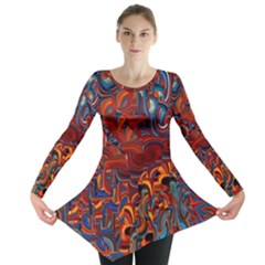 Phoenix in the Rain Abstract Pattern Long Sleeve Tunic 