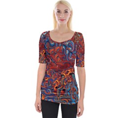 Phoenix in the Rain Abstract Pattern Wide Neckline Tee