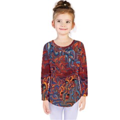 Phoenix in the Rain Abstract Pattern Kids  Long Sleeve Tee