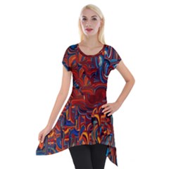 Phoenix in the Rain Abstract Pattern Short Sleeve Side Drop Tunic