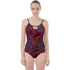 Phoenix in the Rain Abstract Pattern Cut Out Top Tankini Set