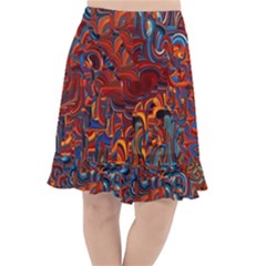 Phoenix in the Rain Abstract Pattern Fishtail Chiffon Skirt