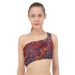 Phoenix in the Rain Abstract Pattern Spliced Up Bikini Top 