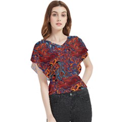 Phoenix in the Rain Abstract Pattern Butterfly Chiffon Blouse